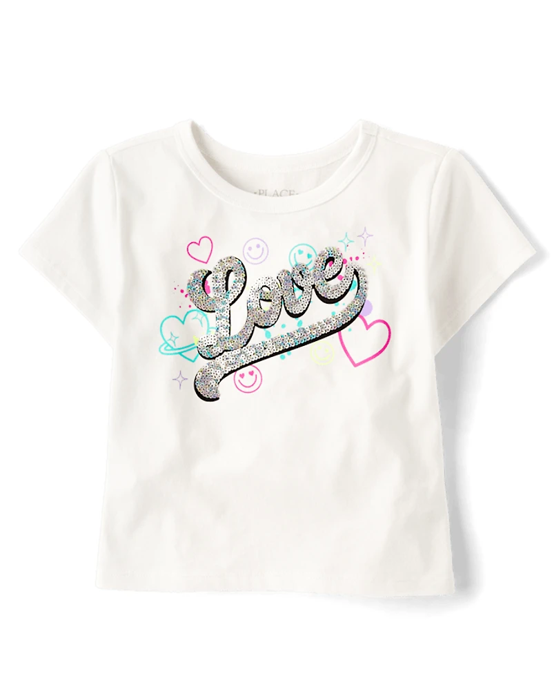 Girls Sequin Love Top