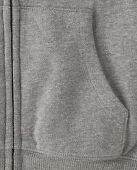 Girls Side Stripe Fleece Cropped Zip Up Hoodie