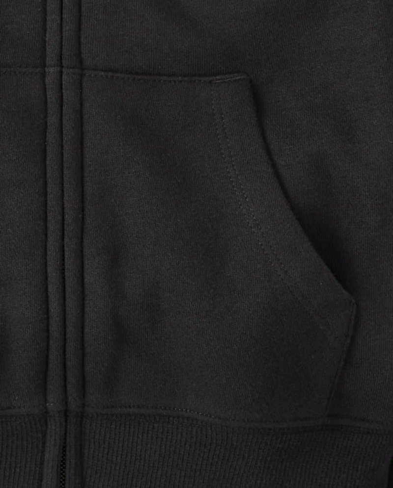 Girls Rainbow Happy Vibes Fleece Cropped Zip Up Hoodie