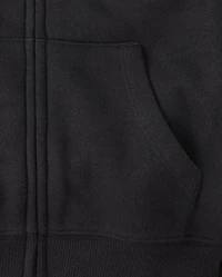 Girls Rainbow Happy Vibes Fleece Cropped Zip Up Hoodie