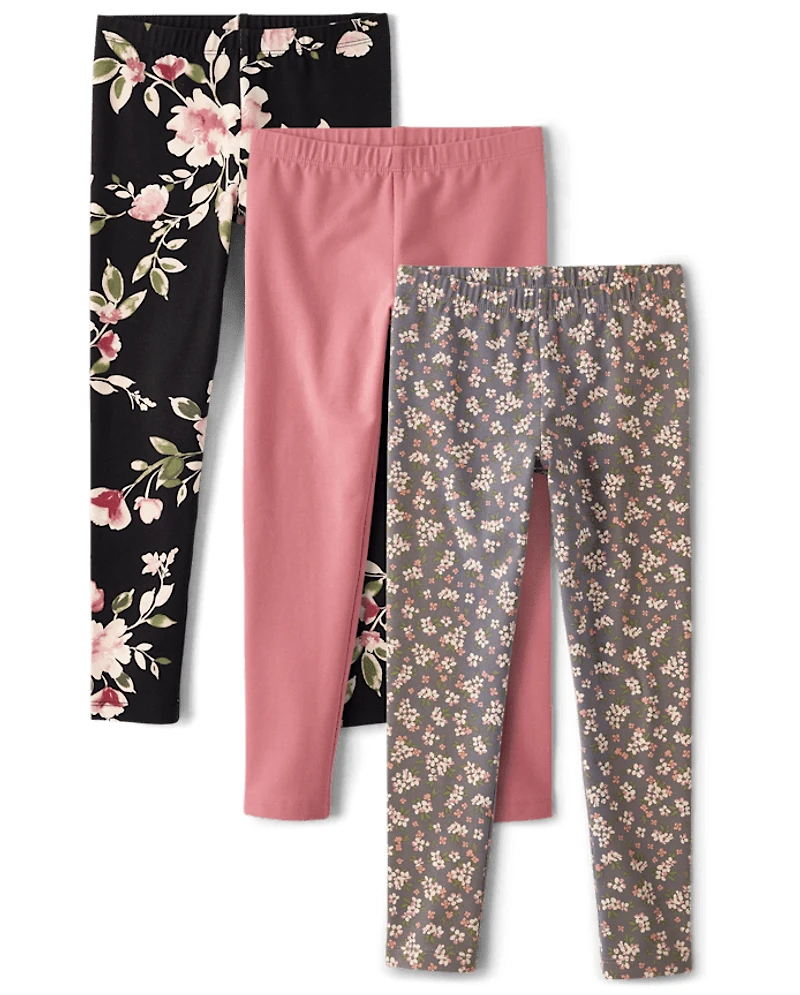 Girls Print Leggings 3-Pack