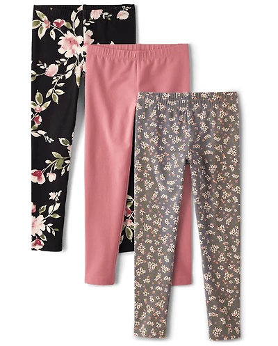 Girls Print Leggings 3-Pack