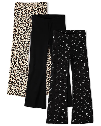 Girls Leopard Flare Leggings 3-Pack