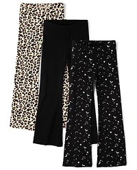 Girls Leopard Flare Leggings 3-Pack