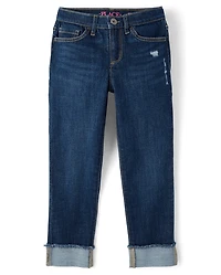 Girls Roll Cuff Straight Jeans