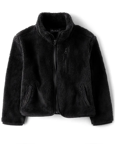 Girls Sherpa Zip Up Jacket