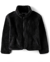 Girls Sherpa Zip Up Jacket