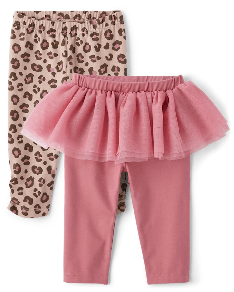 Baby Girls Leopard Tutu Leggings 2-Pack