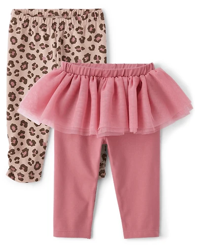 Baby Girls Leopard Tutu Leggings 2-Pack