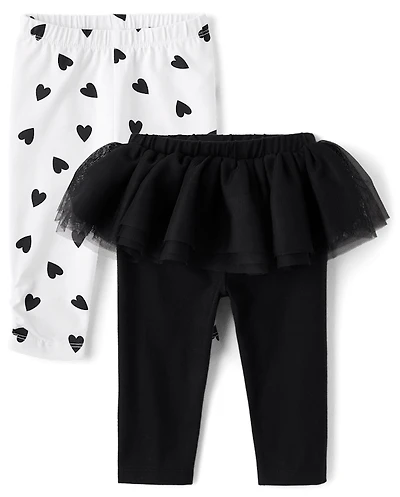Baby Girls Heart Tutu Leggings 2-Pack