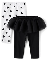 Baby Girls Heart Tutu Leggings 2-Pack