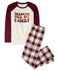 Mens Matching Family Thankful Cotton And Flannel Pajamas