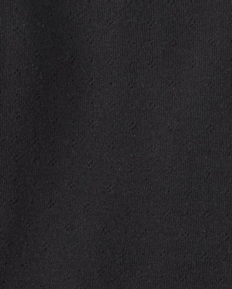 Girls Pointelle Ruched Top