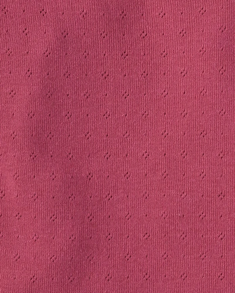 Girls Pointelle Ruched Top