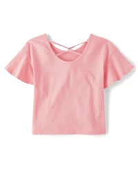 Girls Sequin Graphic Cross Back Top