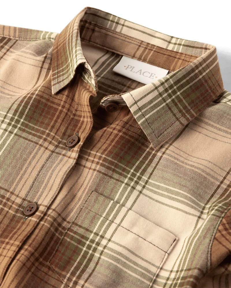 Girls Plaid Flannel Button Up Shirt