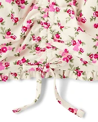 Girls Floral Cinch Front Top