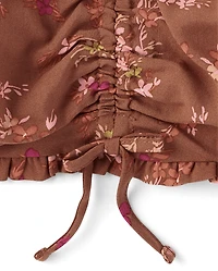 Girls Floral Cinch Front Top