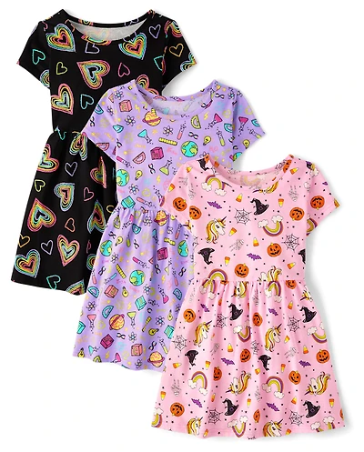 Girls Print Everyday Dress 3-Pack