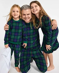 Kids Matching Family Tartan Plaid Microfleece Pajamas