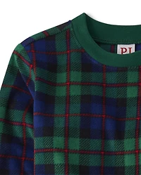 Pyjamas assortis pour enfants en microfibre polaire à carreaux tartan