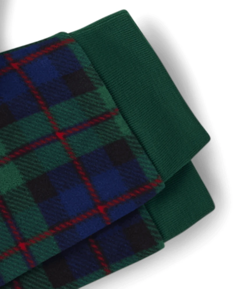 Pyjamas assortis pour enfants en microfibre polaire à carreaux tartan