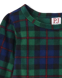 Baby Girls Matching Family Tartan Plaid Microfleece Ruffle Nightgown