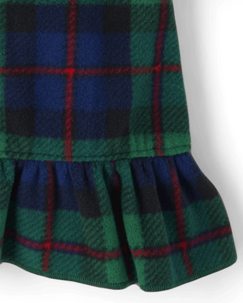 Baby Girls Matching Family Tartan Plaid Microfleece Ruffle Nightgown