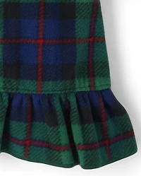 Baby Girls Matching Family Tartan Plaid Microfleece Ruffle Nightgown