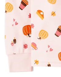 Girls Mommy And Me Pumpkin Spice Snug Fit Cotton Henley Pajamas