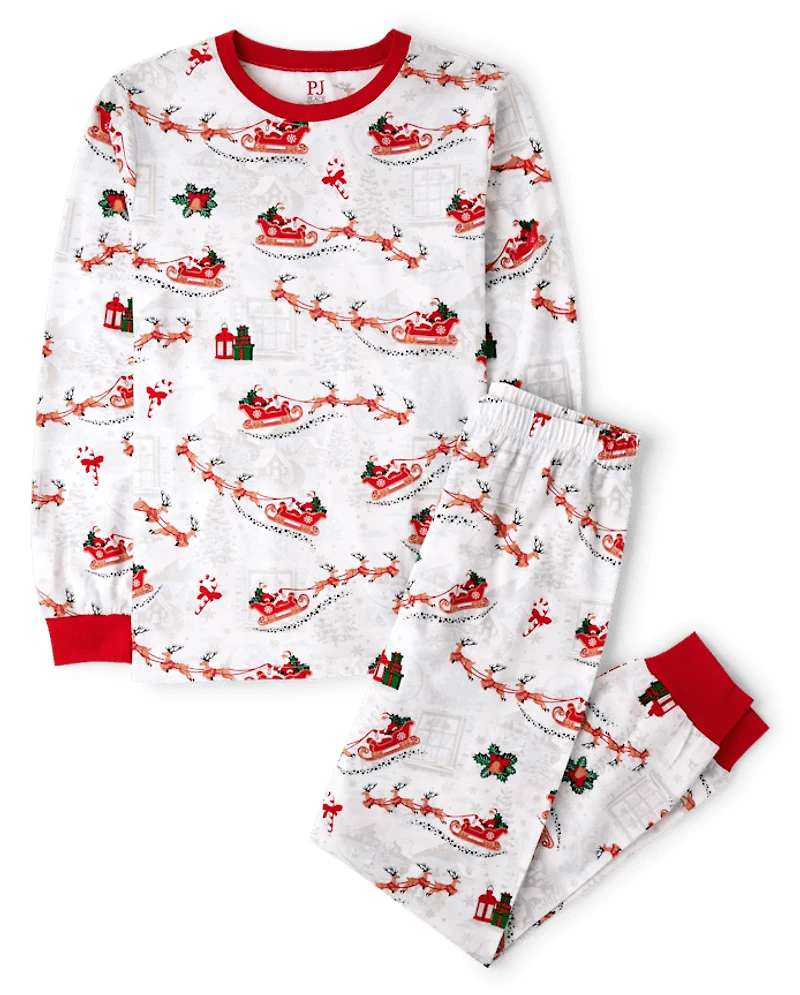 Adult Matching Family Santa Sleigh Cotton Pajamas