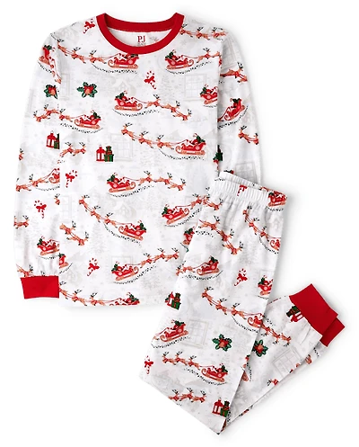 Adult Matching Family Santa Sleigh Cotton Pajamas