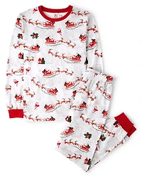 Adult Matching Family Santa Sleigh Cotton Pajamas