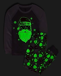 Adult Matching Family Glow Santa Sunglasses Cotton Pajamas