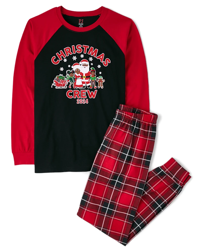 Adult Matching Family Christmas Crew 2024 Cotton Pajamas