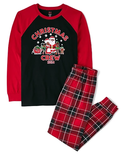 Adult Matching Family Christmas Crew 2024 Cotton Pajamas