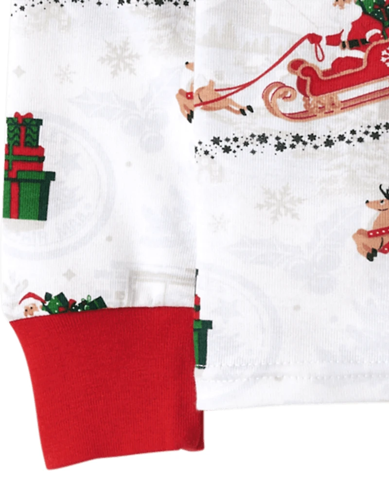 Kids Matching Family Santa Sleigh Snug Fit Cotton Pajamas