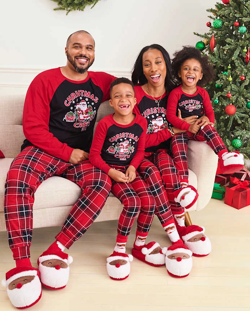 Kids Matching Family Christmas Crew 2024 Snug Fit Cotton Pajamas