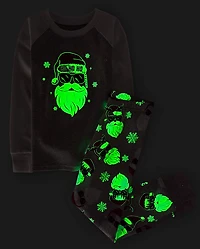 Kids Matching Family Glow Santa Sunglasses Snug Fit Cotton Pajamas