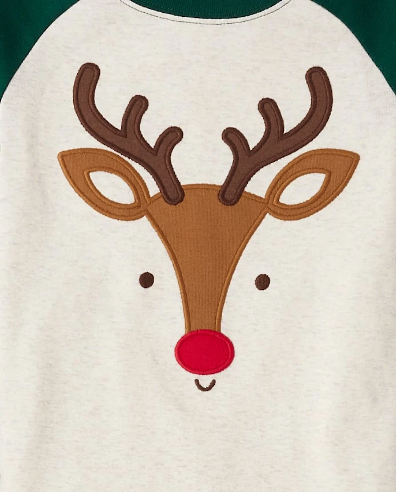 Kids Reindeer Face Snug Fit Cotton Pajamas