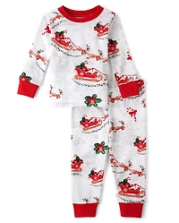 Baby And Toddler Matching Family Santa Sleigh Snug Fit Cotton Pajamas