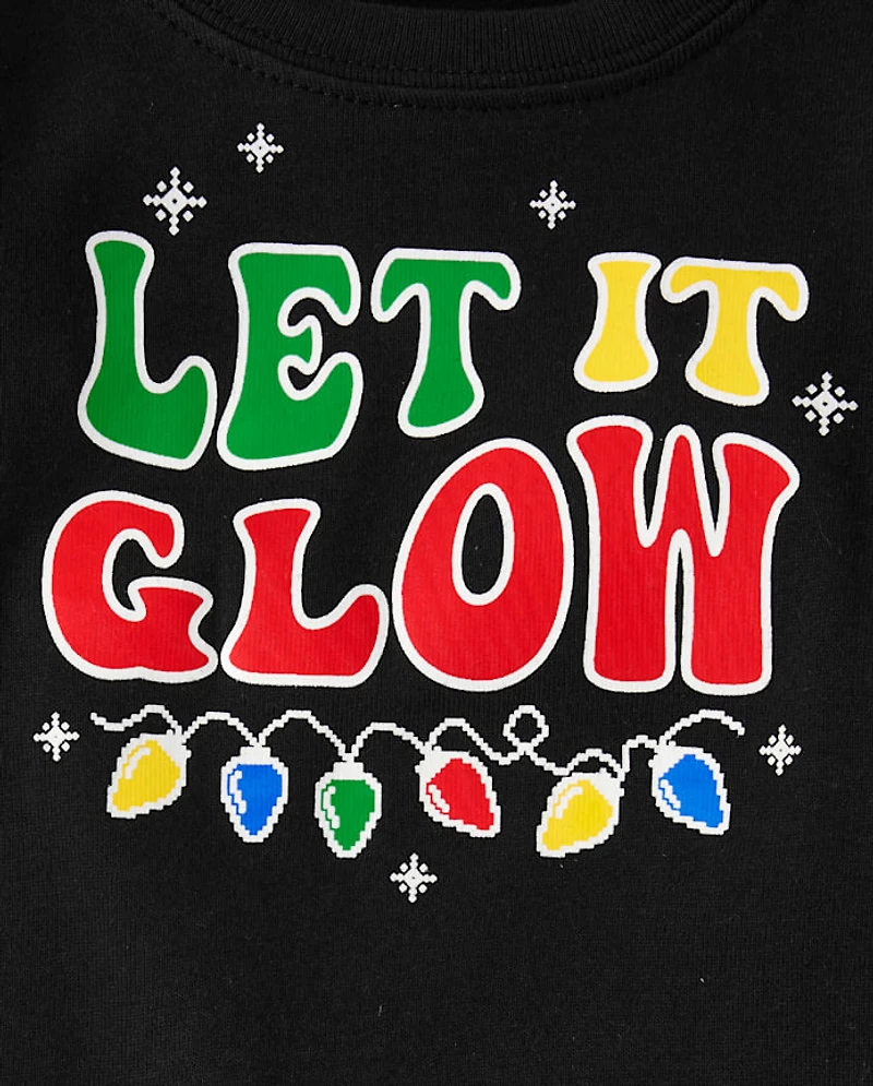 Baby And Toddler Matching Family Glow Christmas Lights Snug Fit Cotton Pajamas