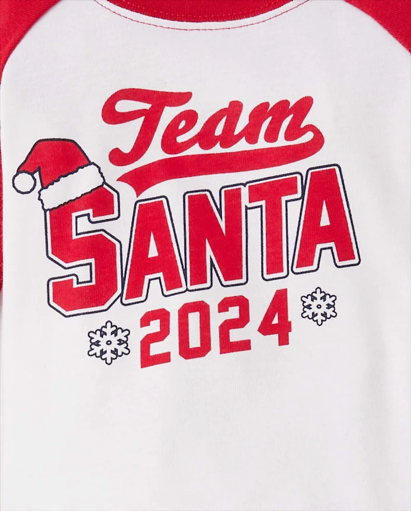 Baby And Toddler Matching Family Team Santa 2024 Snug Fit Cotton Pajamas