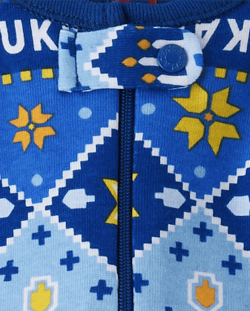 Baby And Toddler Matching Family Hanukkah Snug Fit Cotton Footed One Piece Pajamas