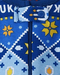 Baby And Toddler Matching Family Hanukkah Snug Fit Cotton Footed One Piece Pajamas