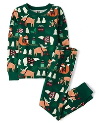 Kids Matching Family Animal Snug Fit Cotton Pajamas