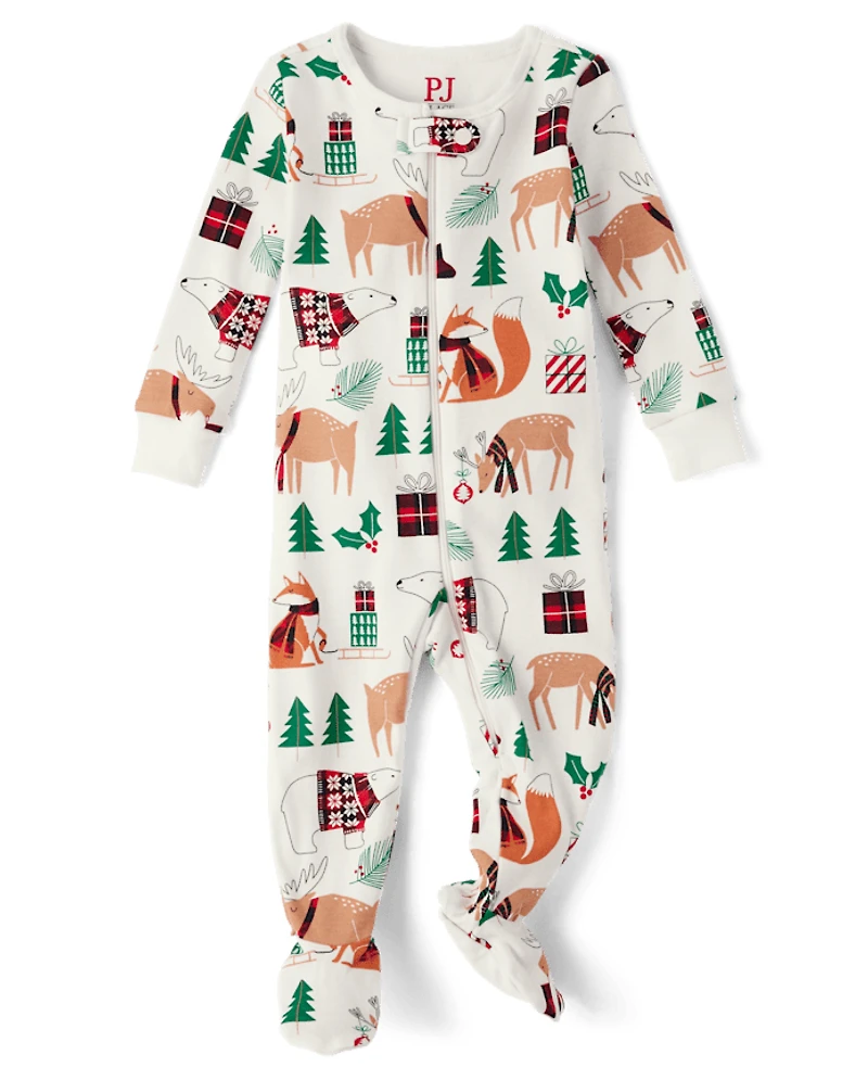 Baby And Toddler Matching Family Animal Snug Fit Cotton Footed One Piece Pajamas
