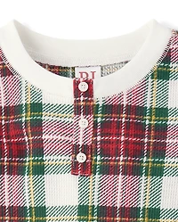 Kids Matching Family Plaid Thermal Henley Pajamas