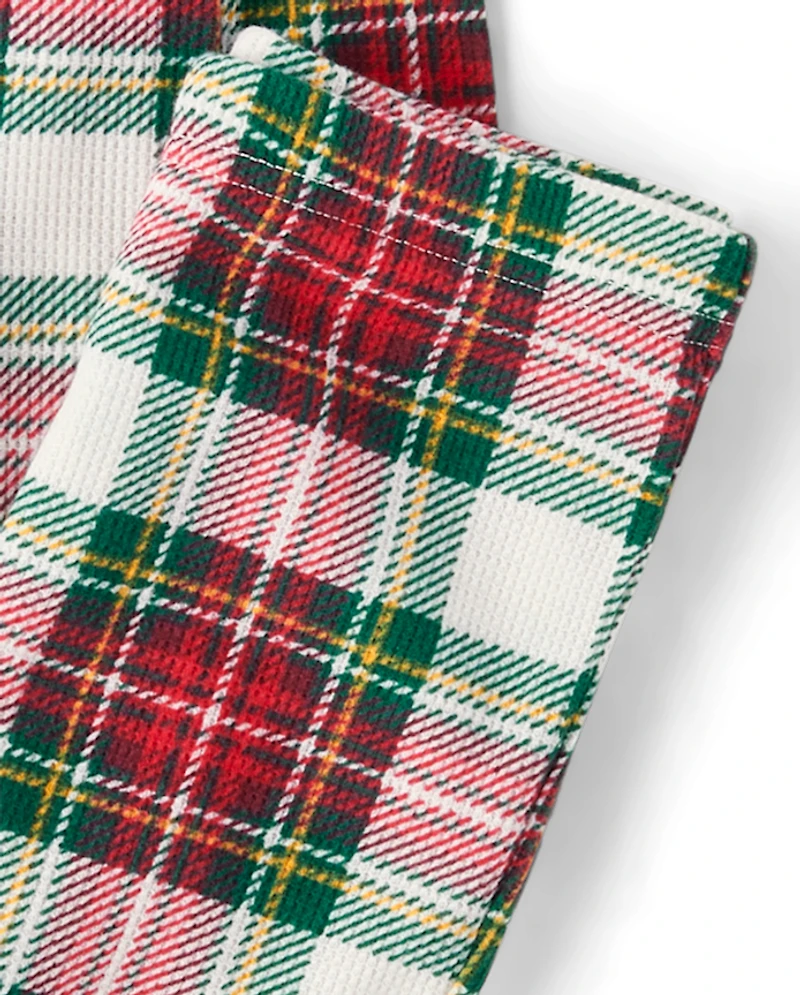 Kids Matching Family Plaid Thermal Henley Pajamas