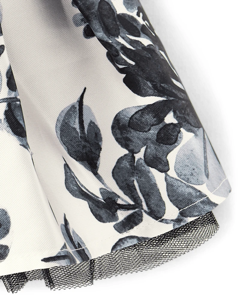 Baby Girls Floral Velour Fit And Flare Dress